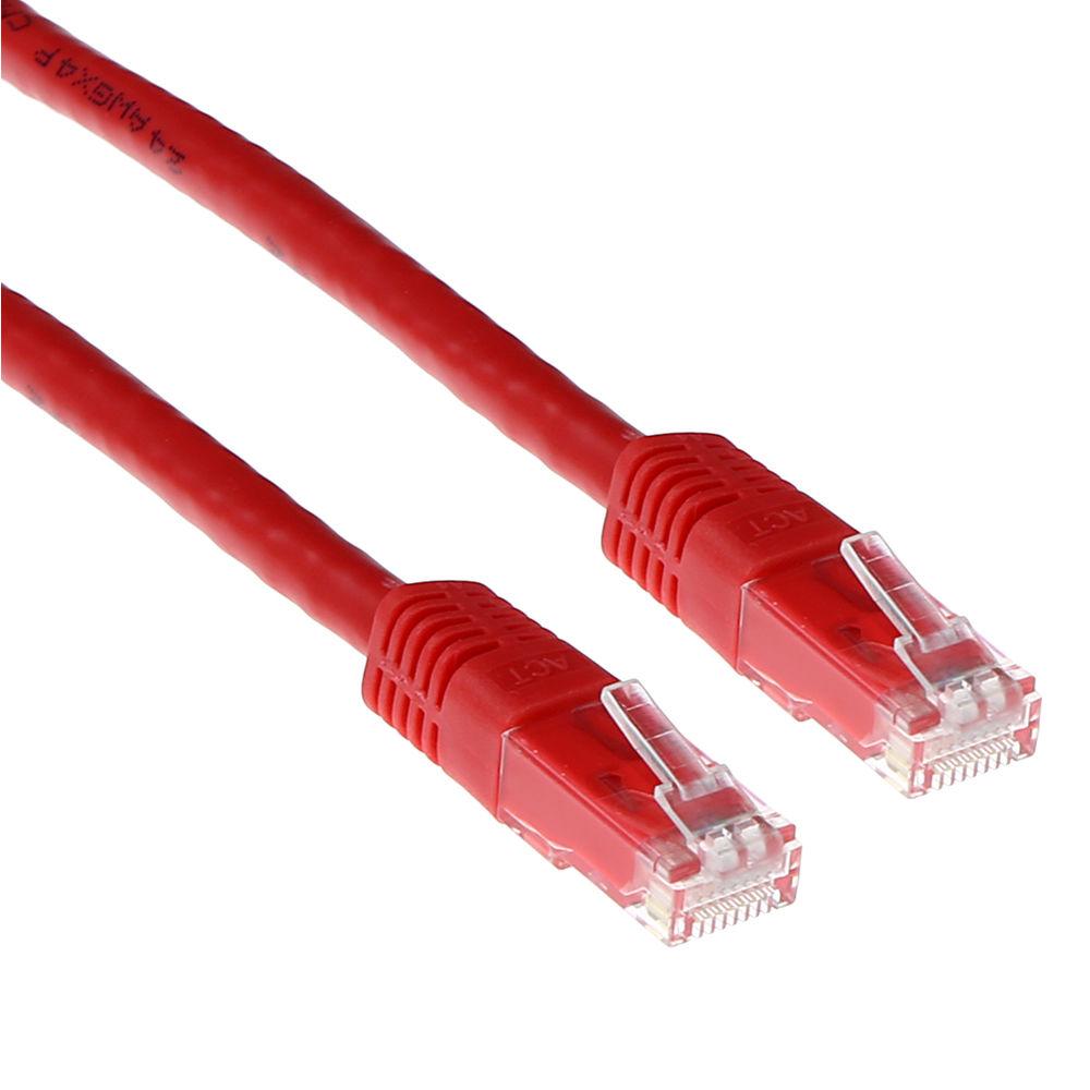 Мрежов пач кабел ACT U/UTP, CAT 6, RJ-45 - RJ-45, 0.5 m, Медни проводници, Червен, Булк опаковка-1