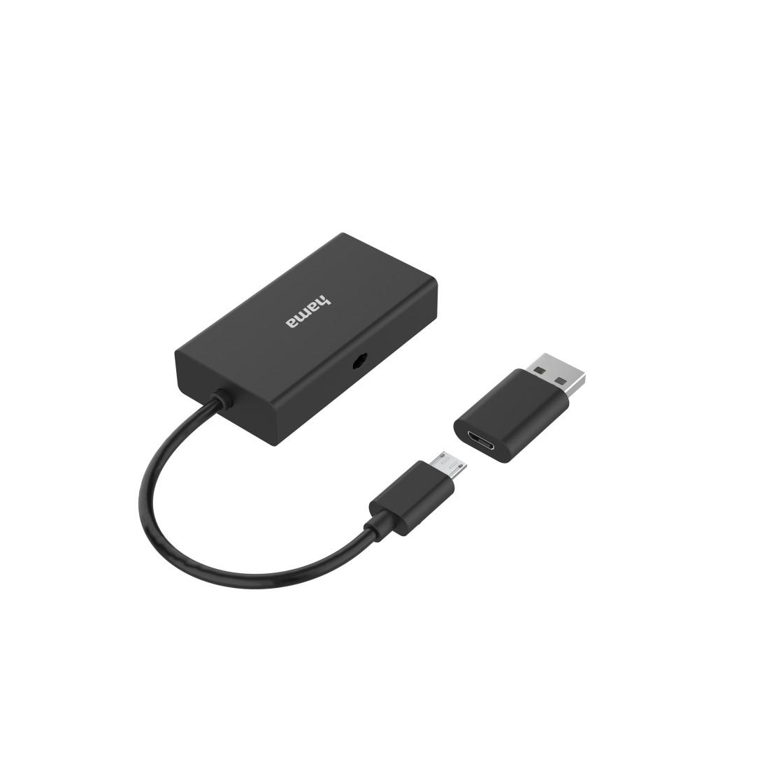 Четец за карти HAMA USB OTG Hub, USB 2.0 Type-A, SD, microSD, USB-A адаптер-2
