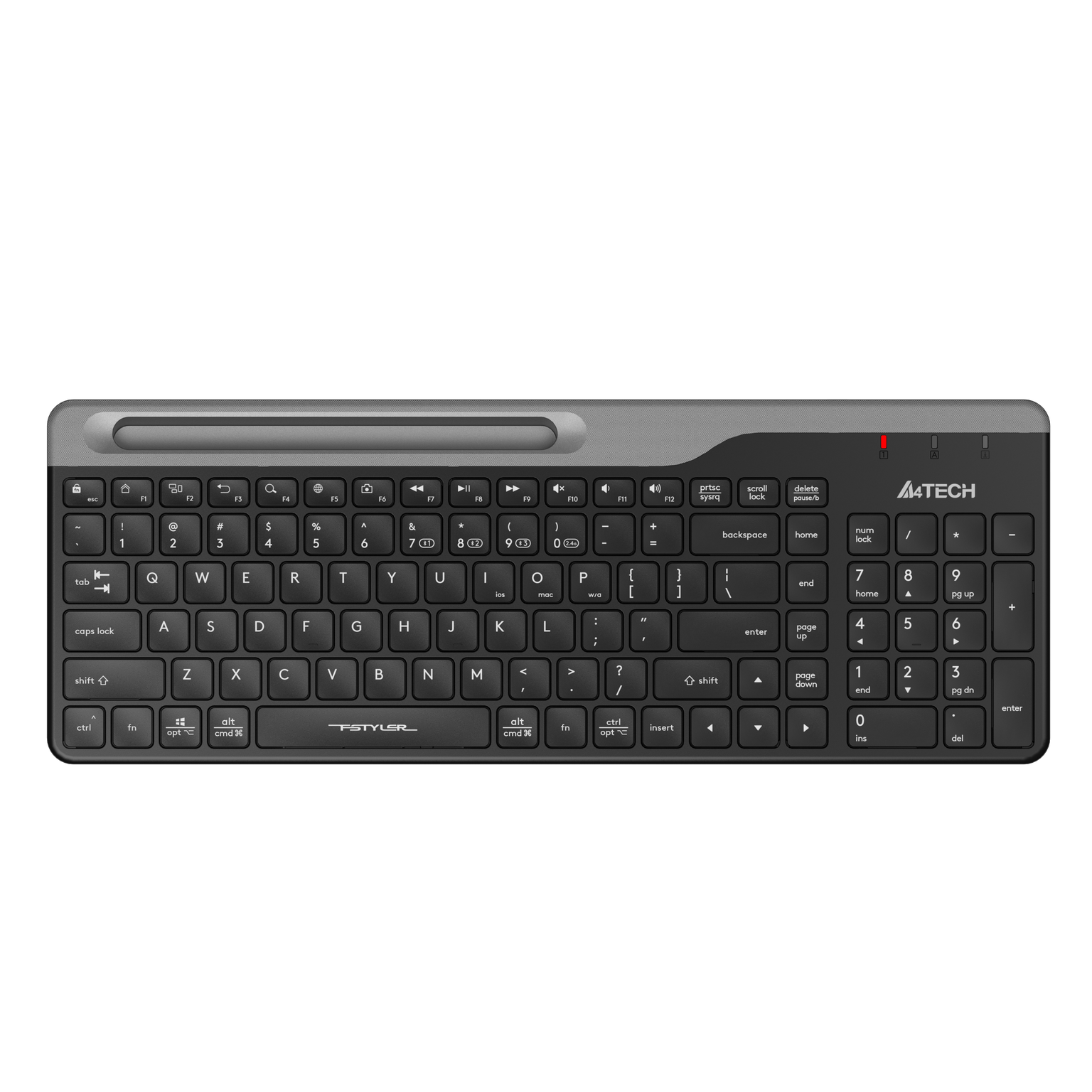 Безжична клавиатура A4tech FBK25, Bluetooth, 2.4G, Стойка за телефон, Кирилизирана, Черен