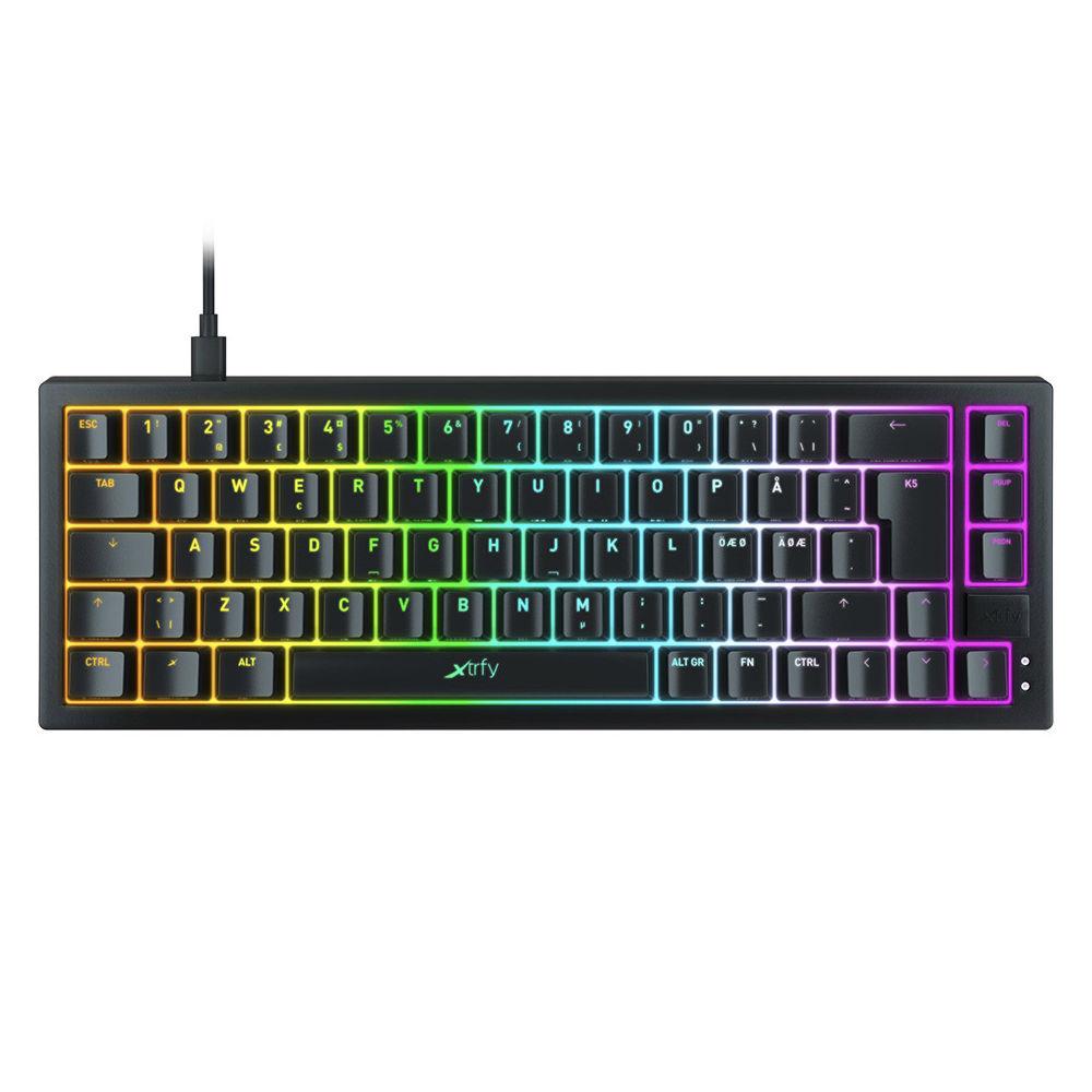 Геймърскa механична клавиатура XTRFY K5, 65% Hotswap, RGB подсветка, UK Layout Kailh Red, Черен-1