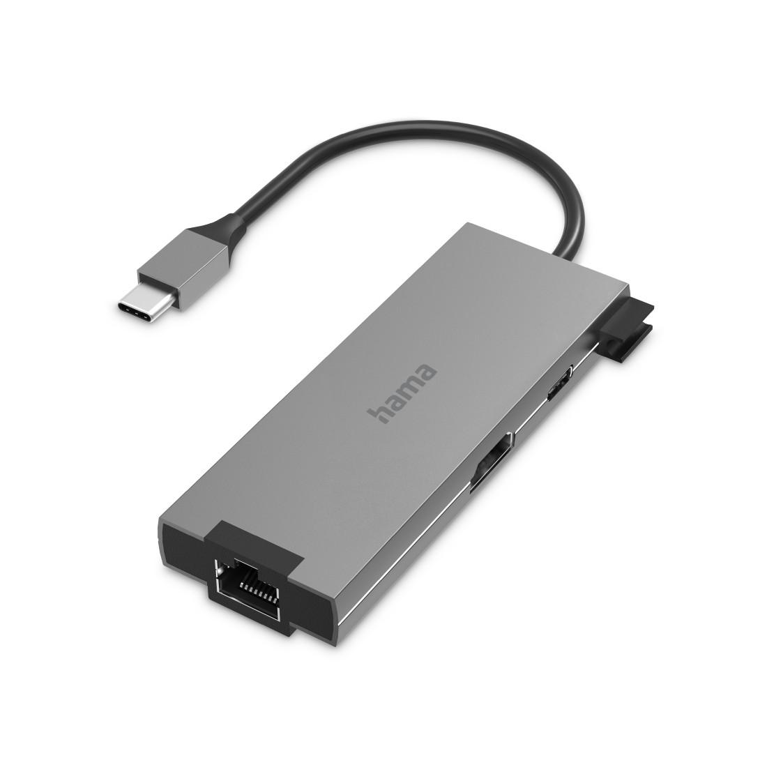 5-портов хъб USB-C HAMA Multiport, 2 x USB-A, 1 x USB-C, 1 x HDMI, 1х LAN, Сив-4