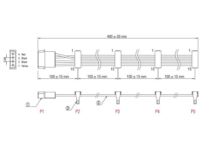 Кабел Power Molex 4 Pin  &gt; 4 x SATA 15 Pin, 40cm-3