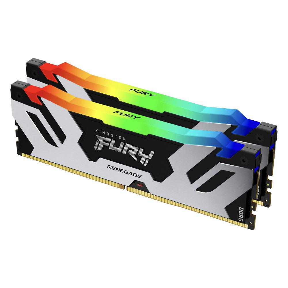 Памет Kingston Fury Renegade Silver RGB 32GB(2x16GB) DDR5 PC5-51200 6400MHz CL32 KF564C32RSK2-32-2