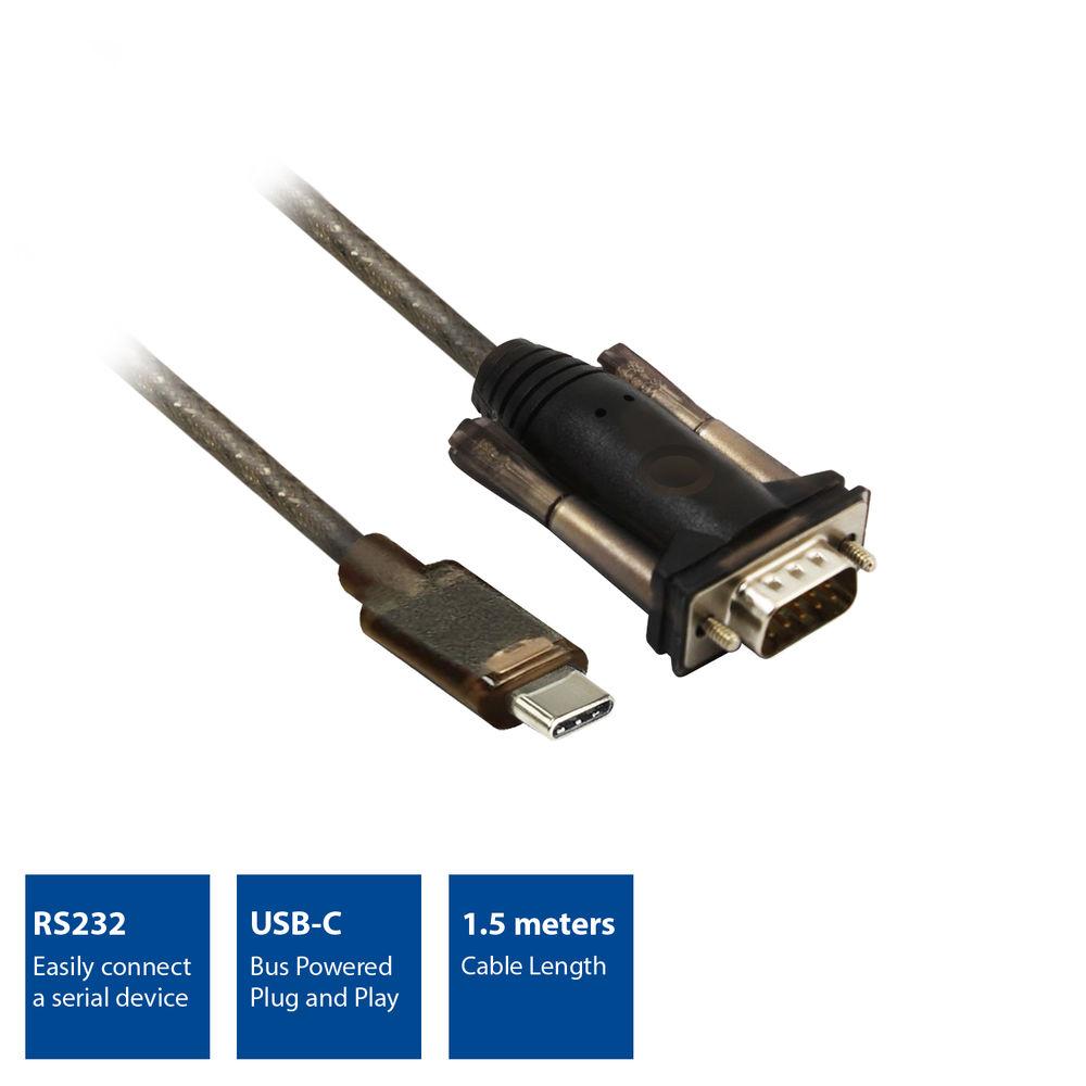 Конвертор ACT AC6002, USB-C мъжко - RS232 мъжко, 9 pin, 1.5 м, Черен-2