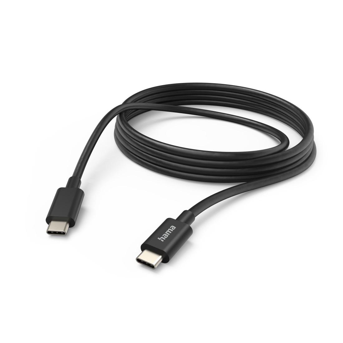Кабел HAMA, USB-C мъжко - USB-C мъжко, 3.0 м, 480Mb/s, Черен