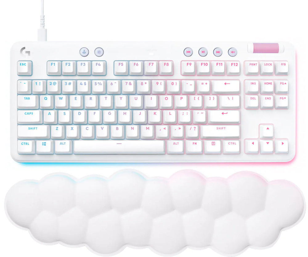 Геймърска механична клавиатура Logitech G G713, TKL, Tactile, RGB LED, US Layout, бяла-3