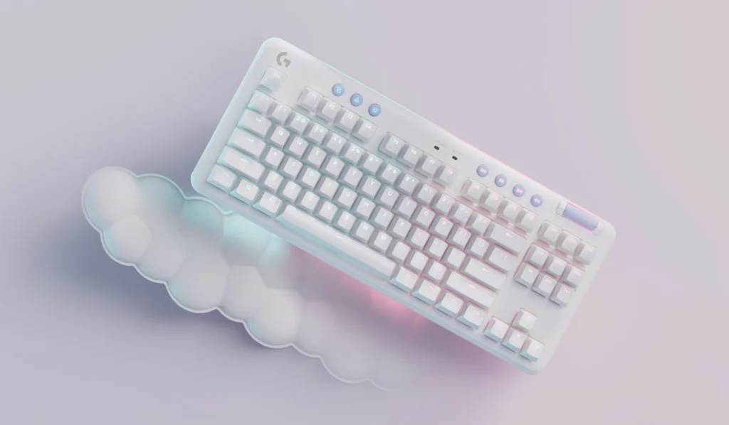 Безжична геймърска механична клавиатура Logitech G G715, TKL, Tactile, RGB LED, US Layout, бяла-4