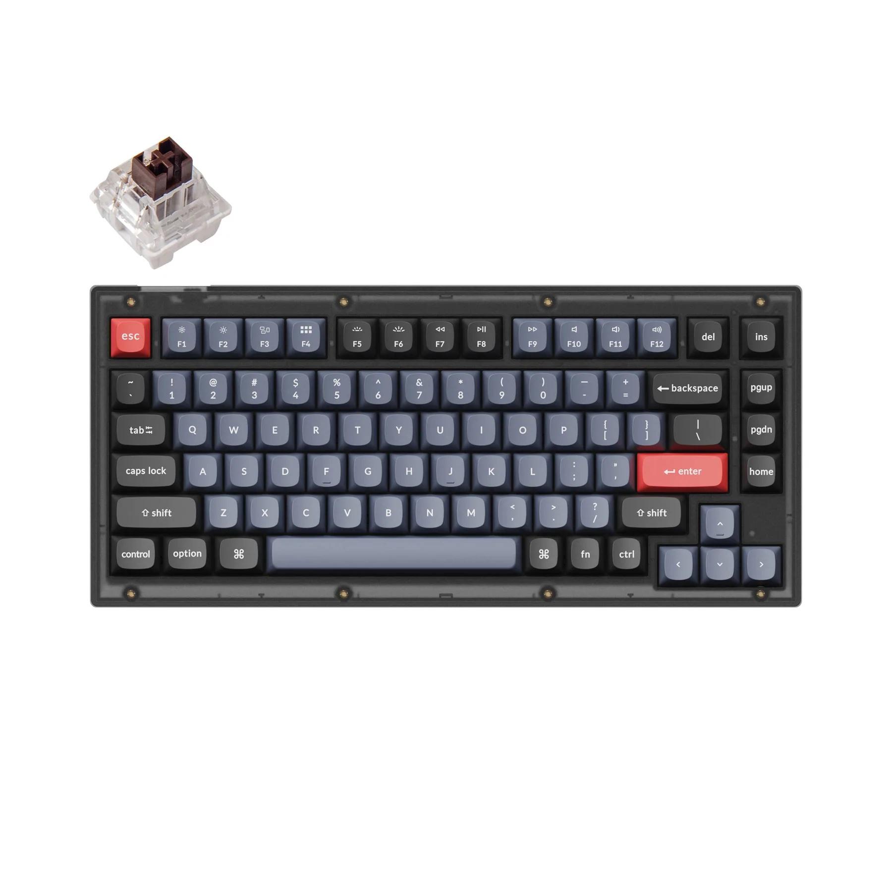Геймърска механична клавиатура Keychron V1 QMK Frosted Black TKL Keychron K Pro Brown Switch RGB LED PBT-2