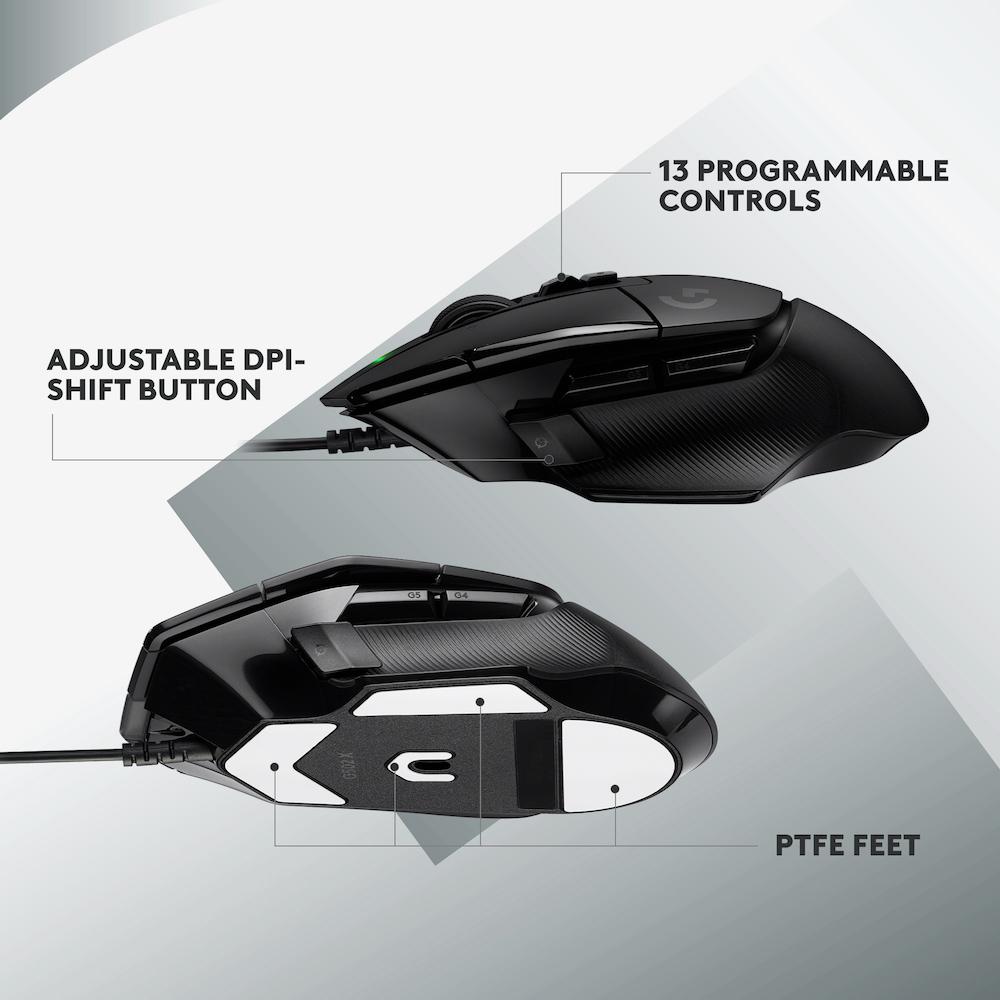 Геймърска мишка Logitech, G502 X, Оптична,  Жична, USB, Черна-4