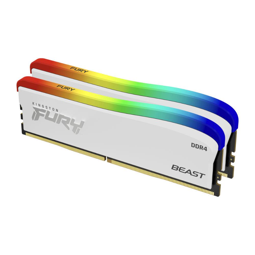 Памет Kingston FURY Beast White RGB 16GB(2x8GB) DDR4 PC4-25600 3200MHz CL16 KF432C16BWAK2/16-2