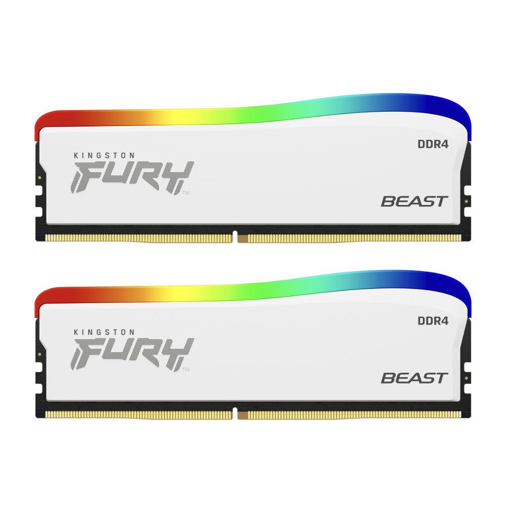 Памет Kingston FURY Beast White RGB 32GB(2x16GB) DDR4 PC4-25600 3200MHz CL16 KF432C16BWAK2/32-1