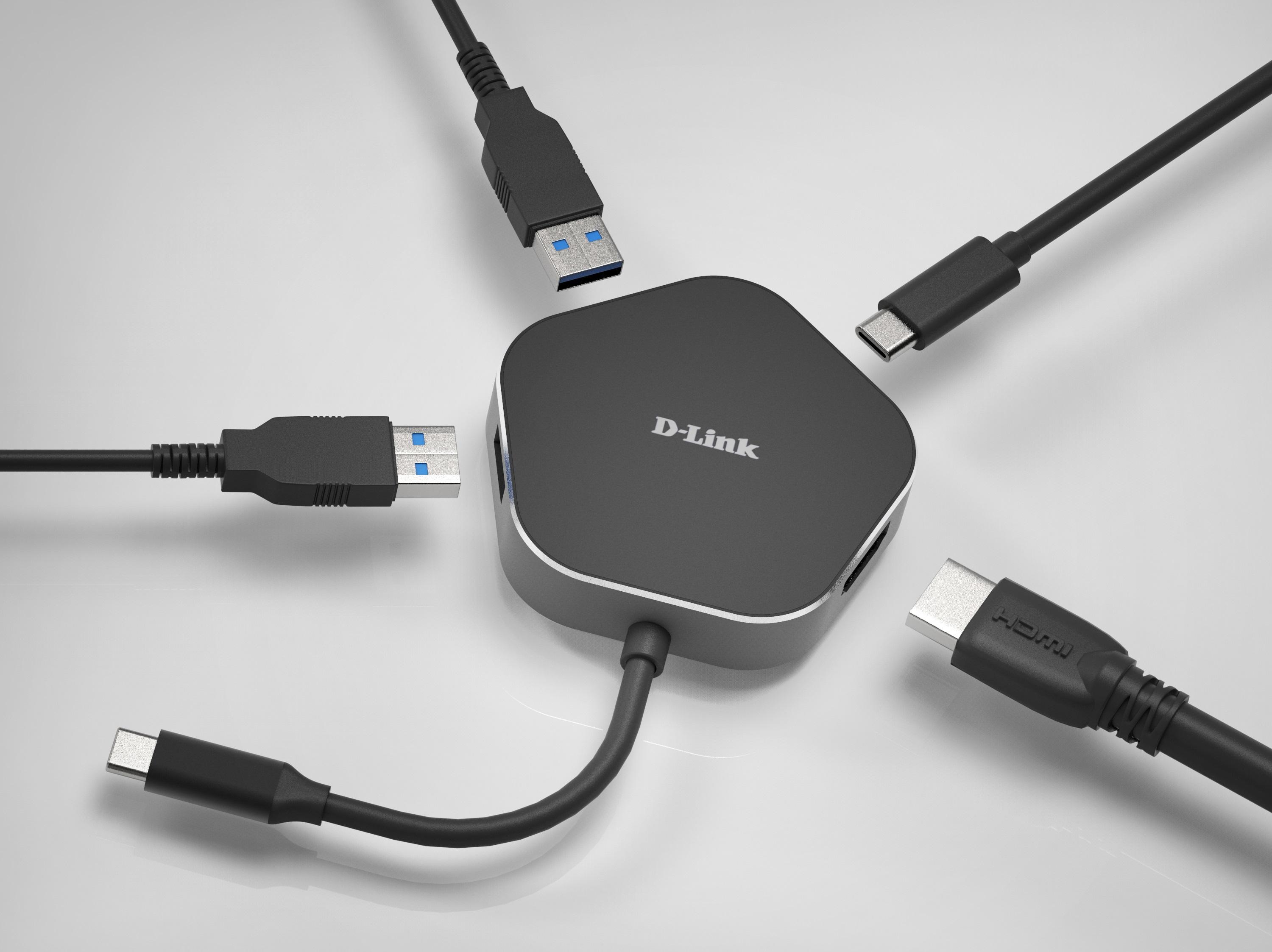 USB хъб D-Link DUB-M420 4-in-1, 2 x USB 3.0, 1 x USB-C, 1 х HDMI-2