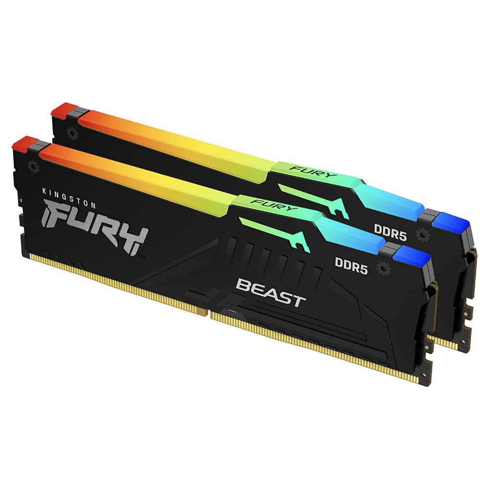 Памет Kingston FURY Beast Black RGB 64GB(2x32GB) DDR5 PC5-44800 5600MHz CL40 KF556C40BBAK2-64-1