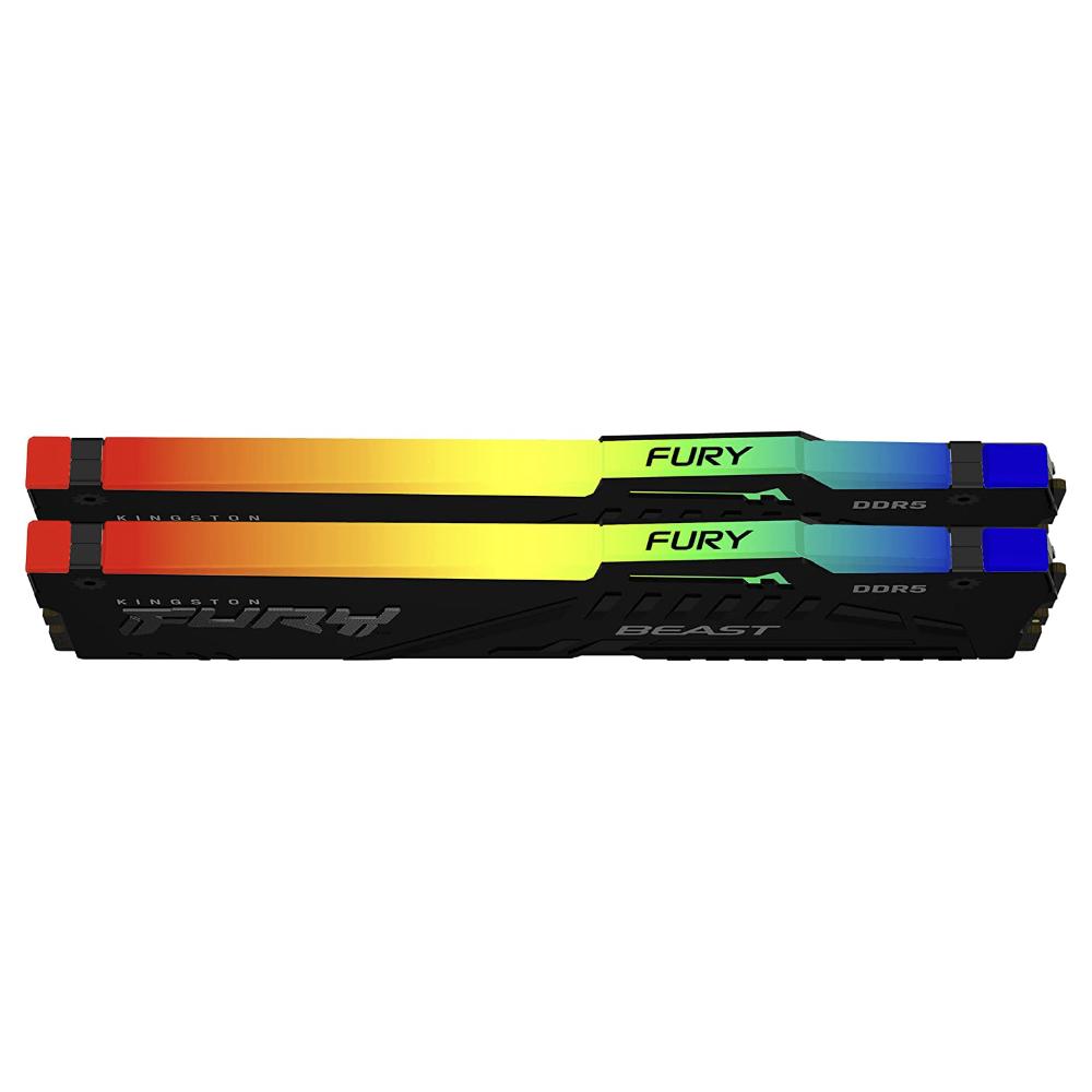 Памет Kingston FURY Beast Black RGB 64GB(2x32GB) DDR5 PC5-44800 5600MHz CL40 KF556C40BBAK2-64-2