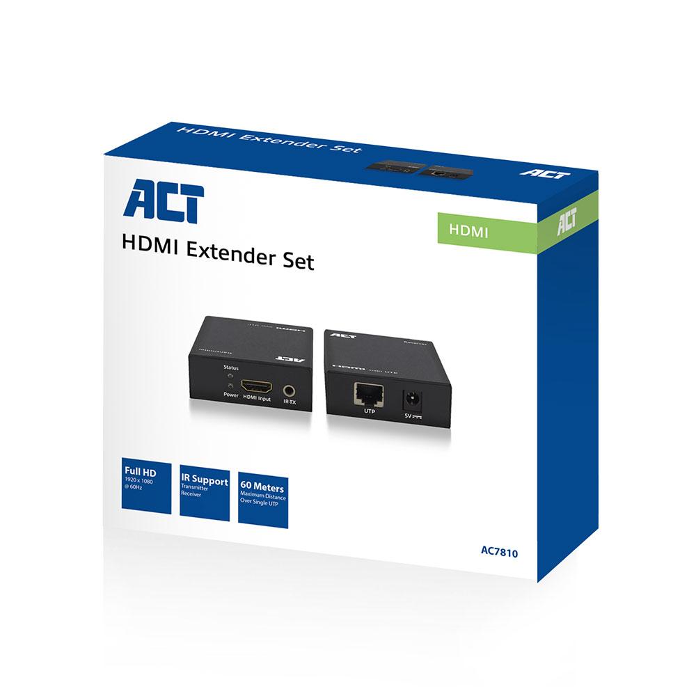 HDMI Extender (усилвател) ACT AC7810, усилва HDMI сигнал до 60 м по UTP кабел-4