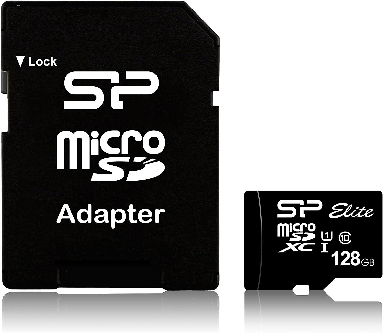 Карта памет Silicon Power Elite, 128GB, Micro SDHC/SDXC, UHS-I, SD Adapter-2