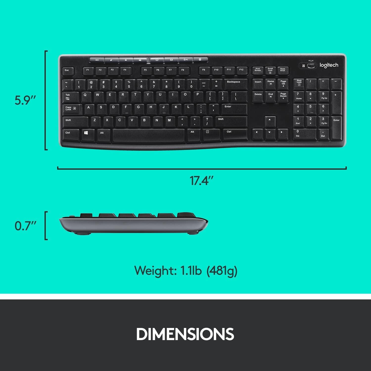 Kомплект безжични клавиатура с мишка Logitech MK270, 2.4 GHZ, Черен-4