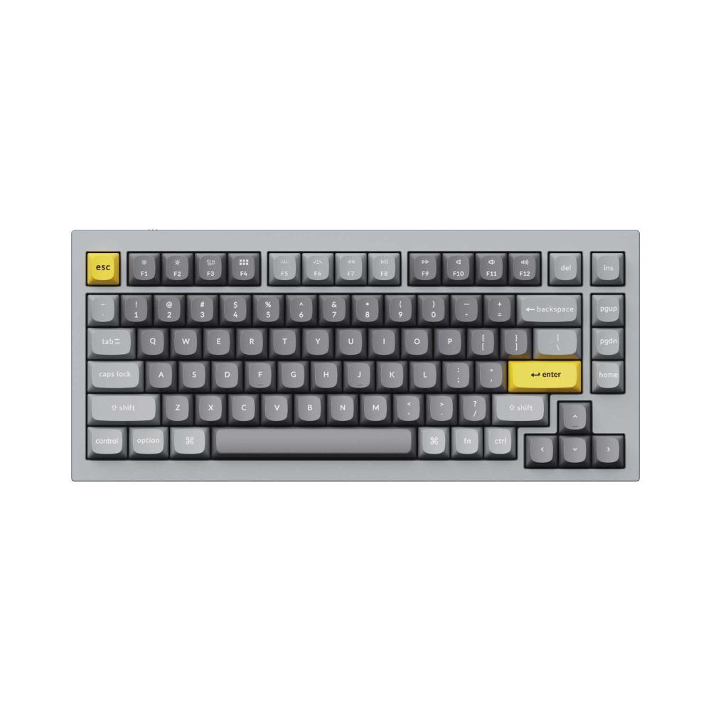 Геймърска Механична клавиатура Keychron Q1 QMK Silver Grey TKL Gateron Blue Switch RGB LED ABS (Version 2)