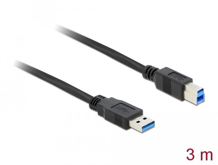 Кабел Delock USB-A мъжко - USB-B мъжко, 3 м, USB3.0, Екраниран, Черен-2