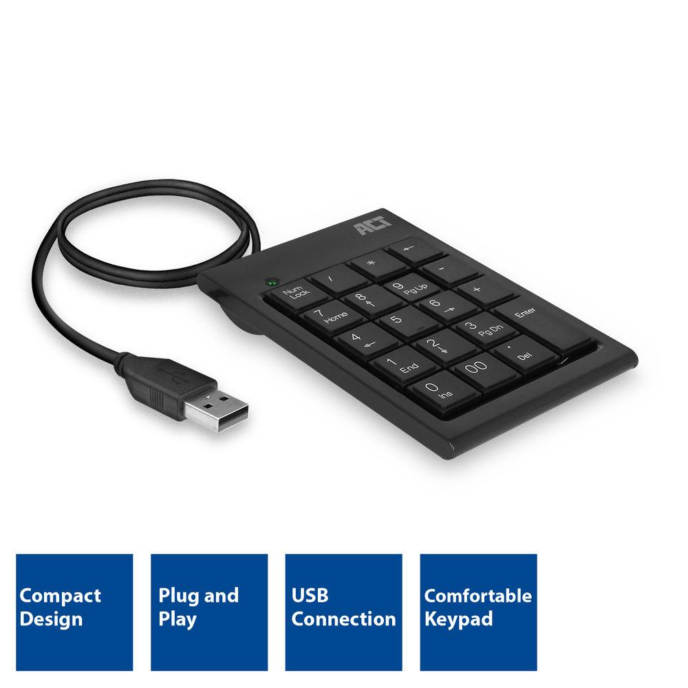 Цифрова клавиатура ACT AC5480, USB, Черен-2