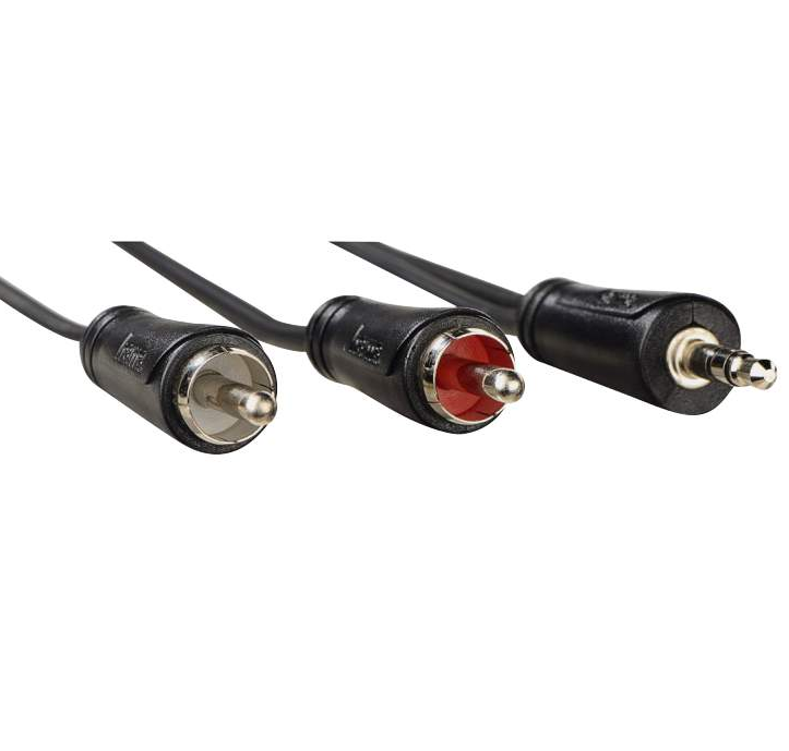 Аудио кабел HAMA, 3.5 mm жак мъжко - 2 x RCA мъжко, 5м, Черен-2
