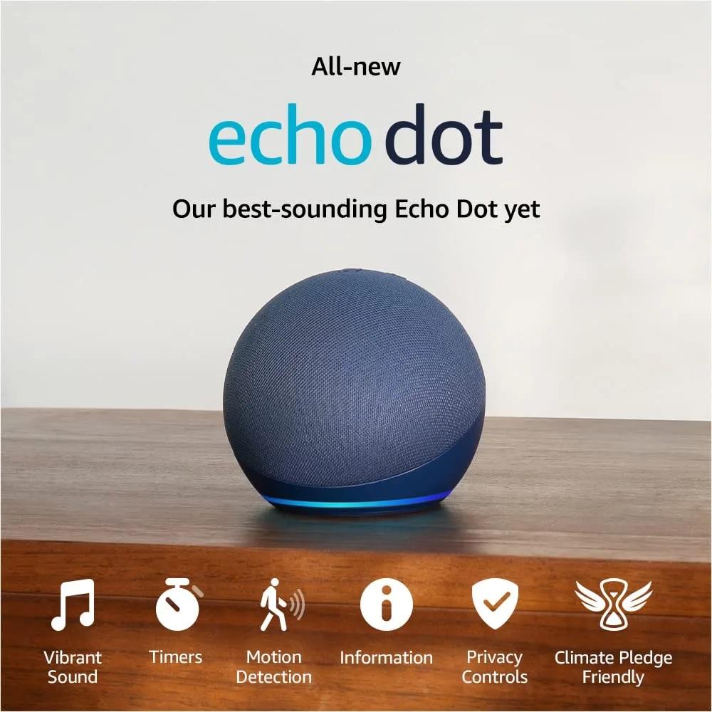 Преносима смарт тонколона Amazon Echo Dot 5, Гласов асистент, Alexa, Тъмносин-3