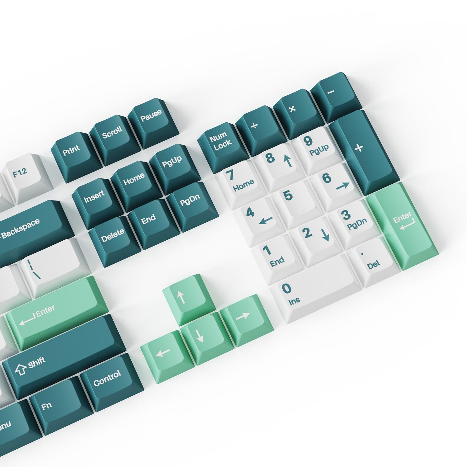 Капачки за механична клавиатура Keychron Cherry Profile Double - Shot PBT Full Set 219 Keycaps - White Mint-2