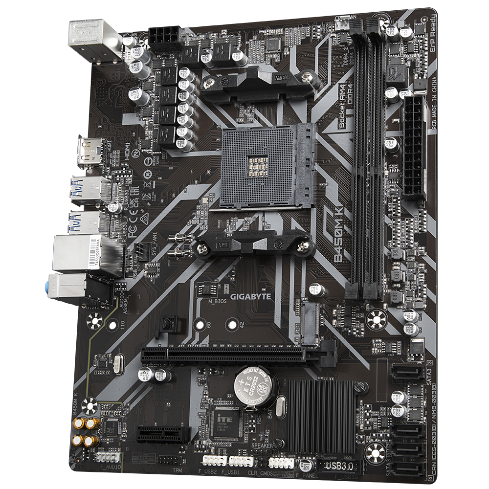 Дънна платка GIGABYTE B450M K Socket AM4-3