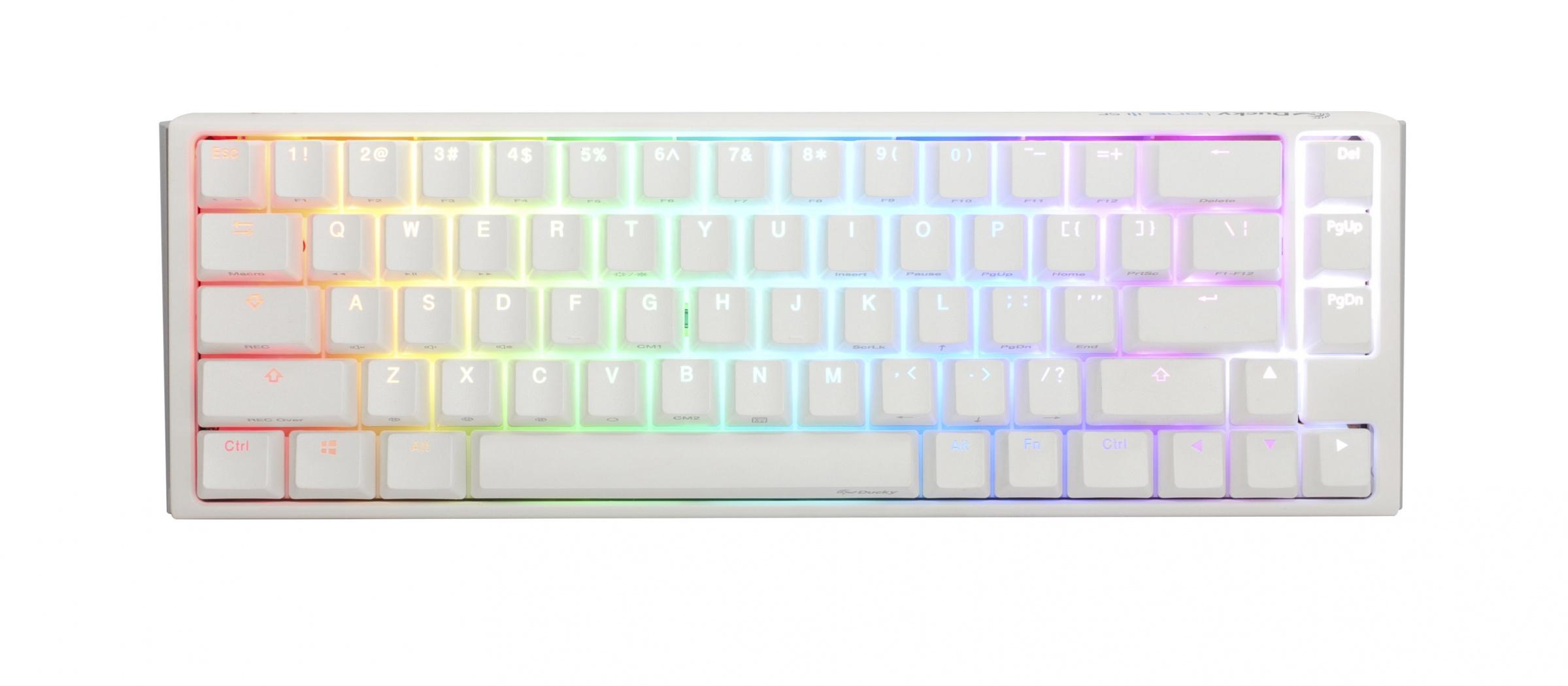 Геймърскa механична клавиатура Ducky One 3 Pure White SF 65, Hotswap Cherry Mx Clear, RGB, PBT Keycaps