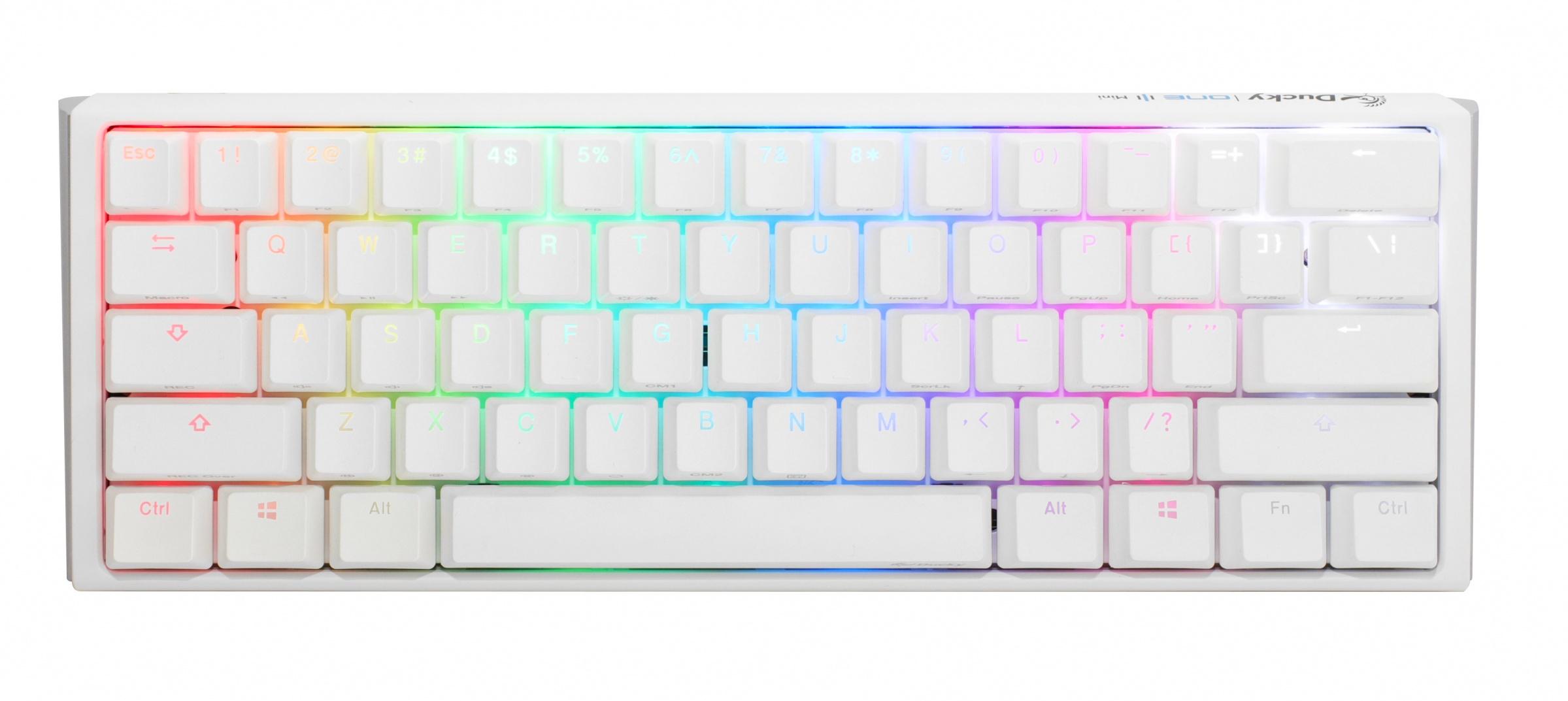 Геймърскa механична клавиатура Ducky One 3 Pure White Mini 60, Hotswap Cherry Mx Silent Red, RGB, PBT Keycaps