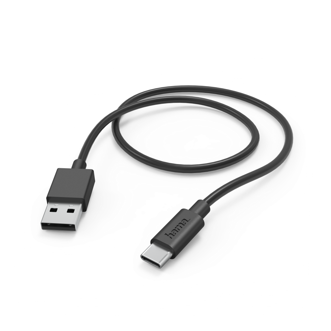 Кабел HAMA, USB-C - USB 2.0 А мъжко, 1 м, 480Мbit, 3А, Черен