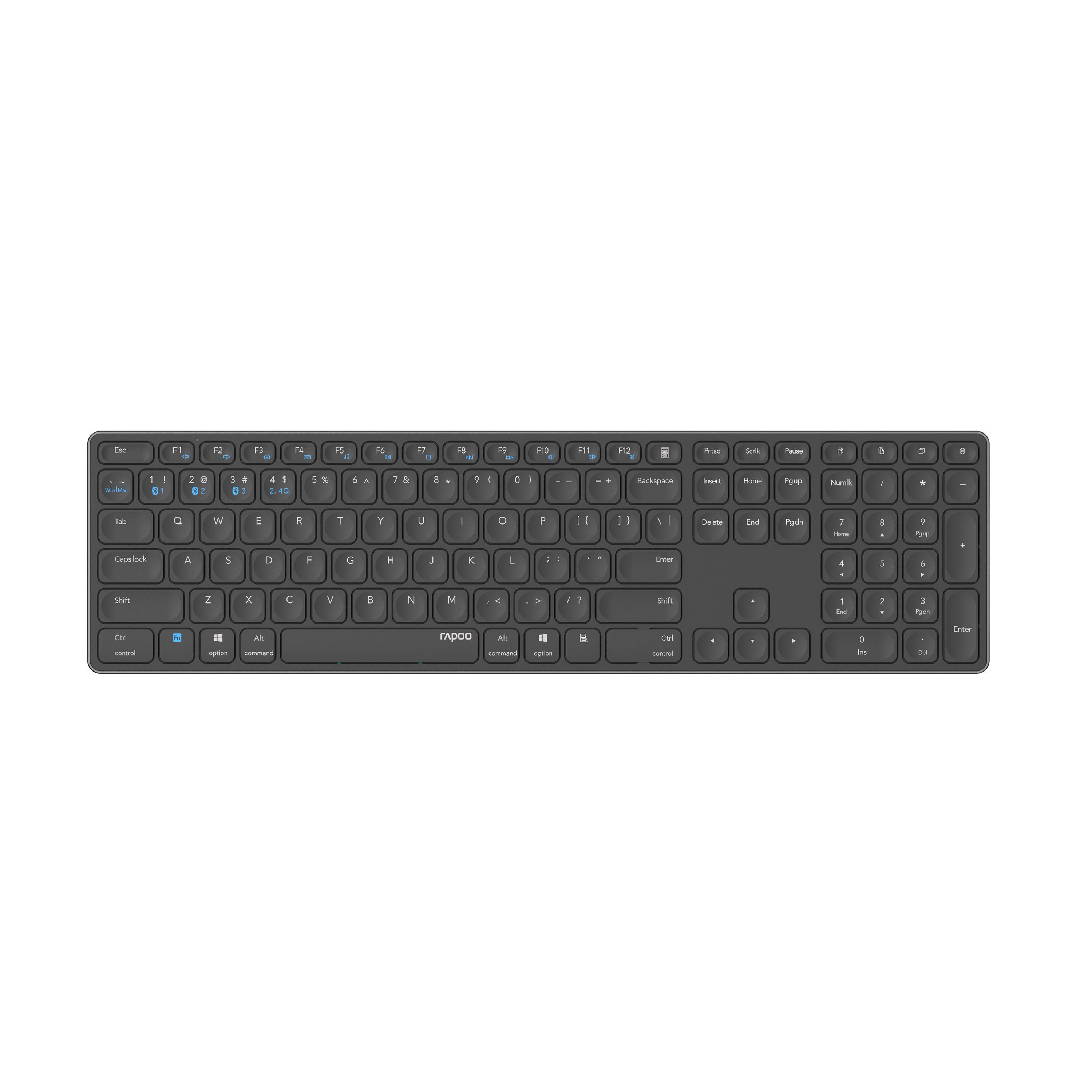 Безжична клавиатура Rapoo E9800M, X-структурна, Multi-mode, Bluetooth, 2.4 GHz, Черен
