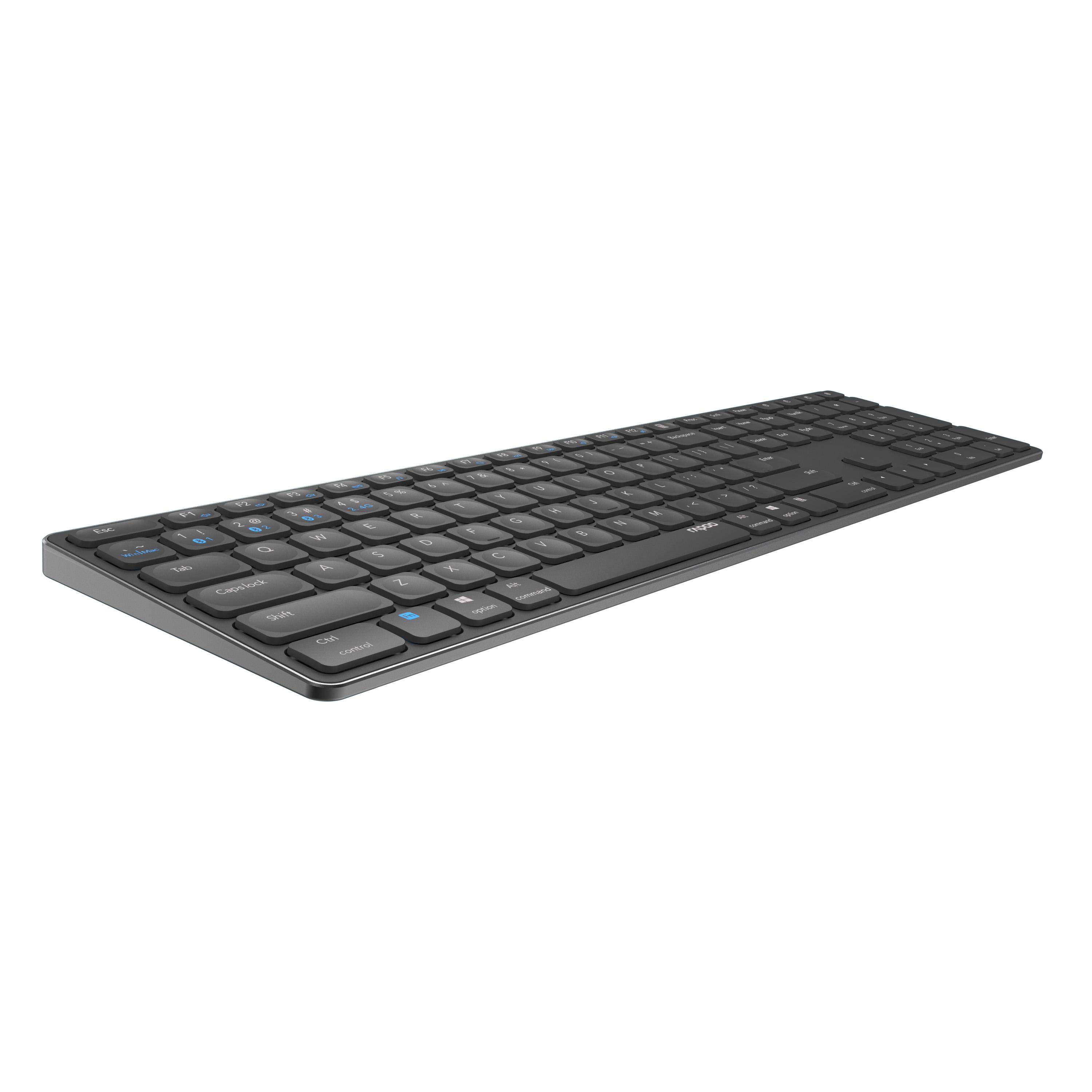 Безжична клавиатура Rapoo E9800M, X-структурна, Multi-mode, Bluetooth, 2.4 GHz, Черен-2