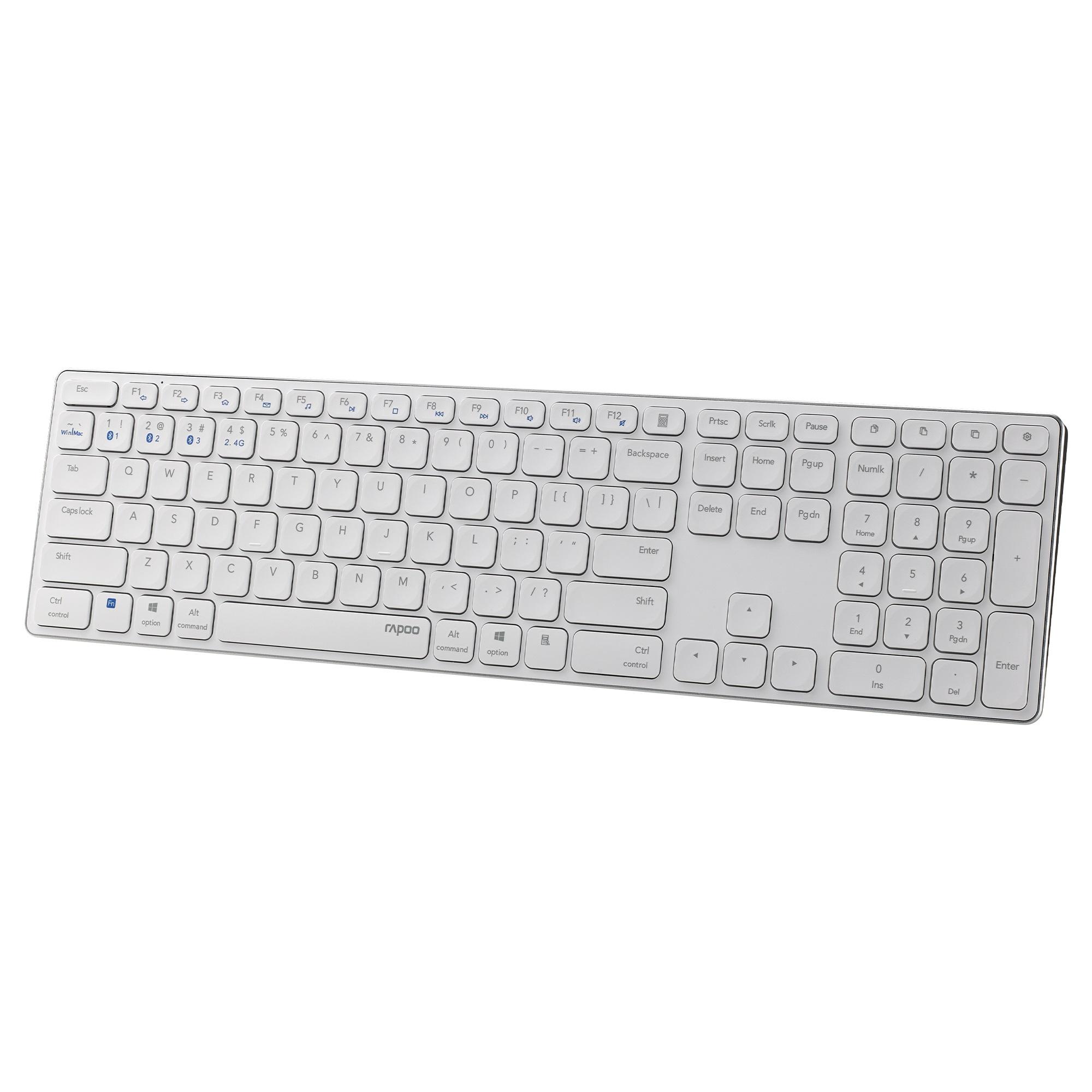 Безжична клавиатура Rapoo E9800M, X-структурна, Multi-mode, Bluetooth, 2.4 GHz, Бял-3