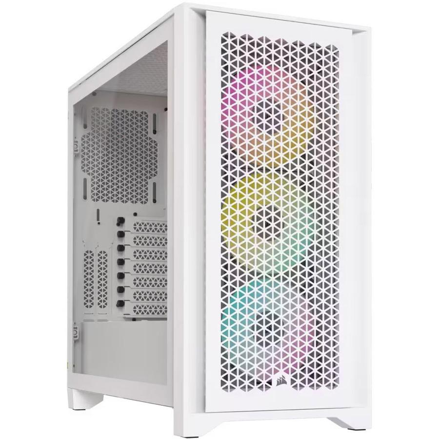 Кутия Corsair iCUE 4000D RGB Airflow Mid Tower, Tempered Glass, Бяла