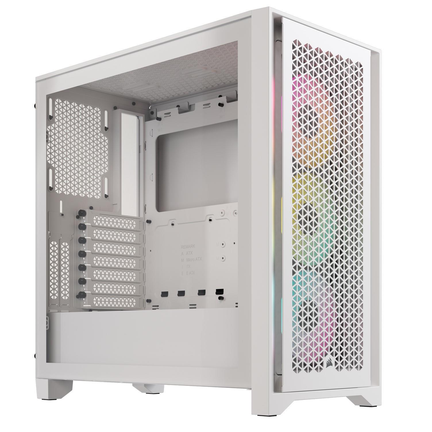 Кутия Corsair iCUE 4000D RGB Airflow Mid Tower, Tempered Glass, Бяла-4