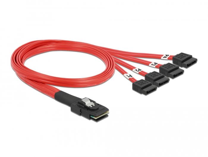 Интерфейсен кабел DeLock, Mini SAS SFF-8087 &gt; 4 x SATA 7 pin, 0.5 m