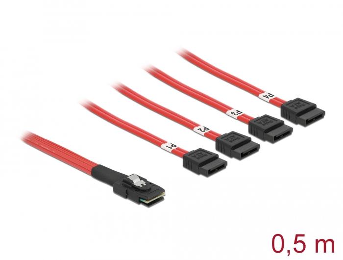 Интерфейсен кабел DeLock, Mini SAS SFF-8087 &gt; 4 x SATA 7 pin, 0.5 m-2