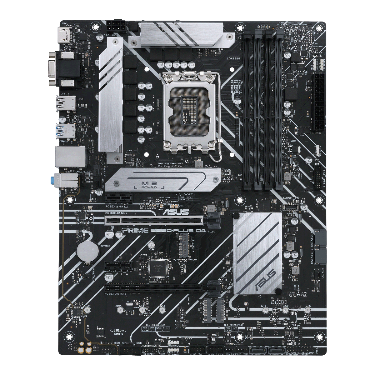Дънна платка ASUS PRIME B660-PLUS D4, LGA 1700 ATX, 4x DDR4, Dual M.2, Aura Sync RGB