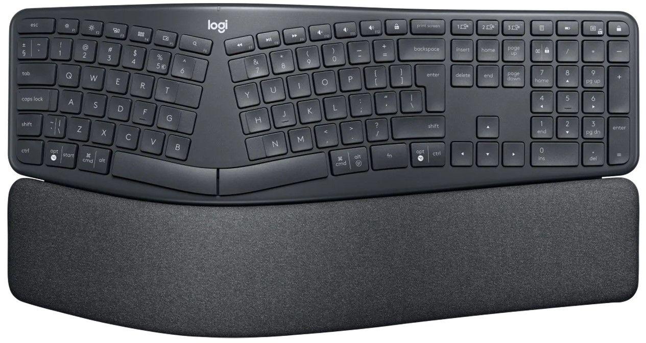 Безжична клавиатура Logitech ERGO K860, Ергономична, Сива