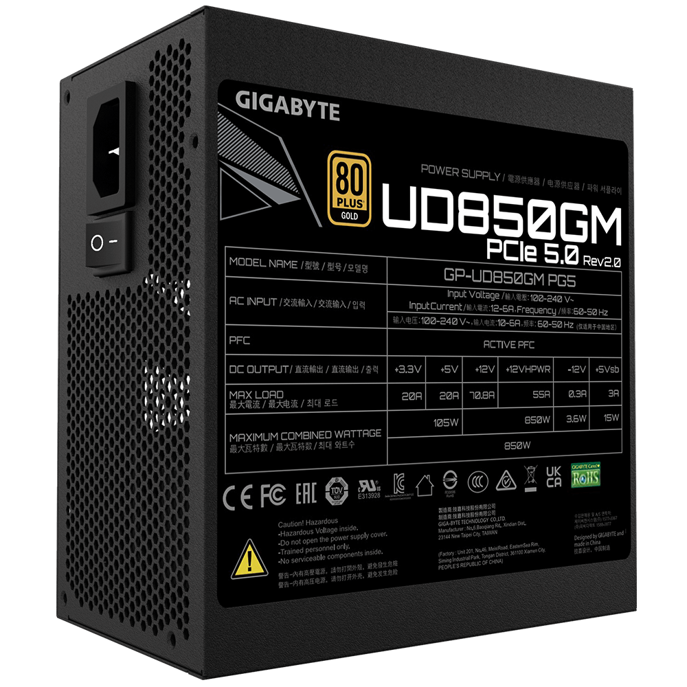 Захранващ блок Gigabyte UD850GM PG5, 850W, 80+ GOLD, Modular, ATX 3.0, PCIe 5.0 Ready-4