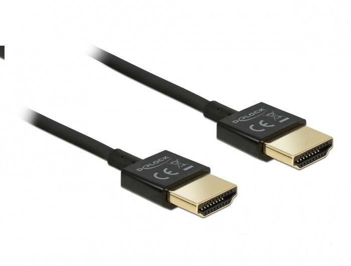 Кабел Delock  HDMI-A мъжко - HDMI-A мъжко, Ethernet, 4K, 0.5 м, Черен-1