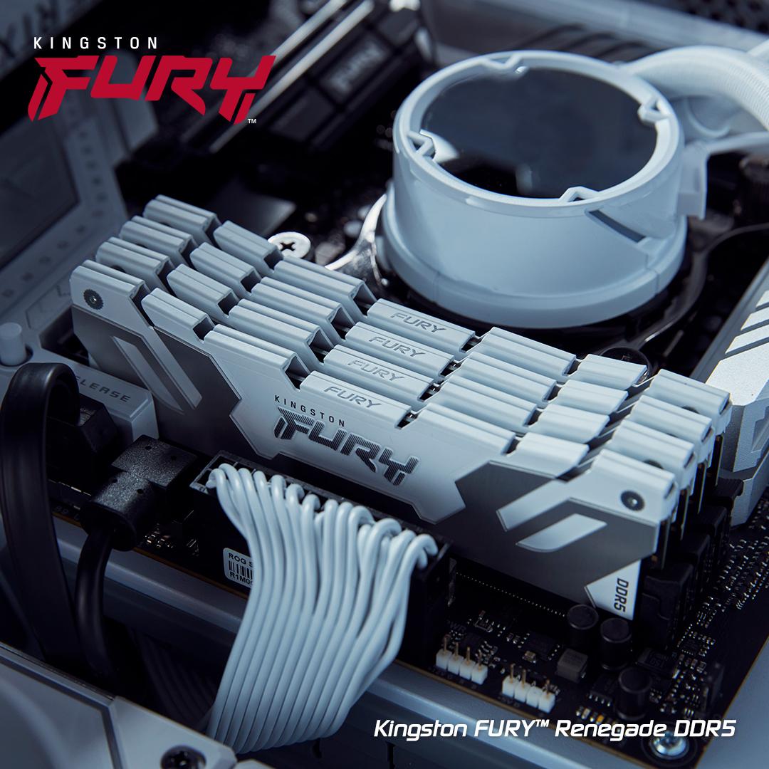 Памет Kingston Fury Renegade White 32GB(2x16GB) DDR5 6400MHz CL32 KF564C32RWK2-32-3