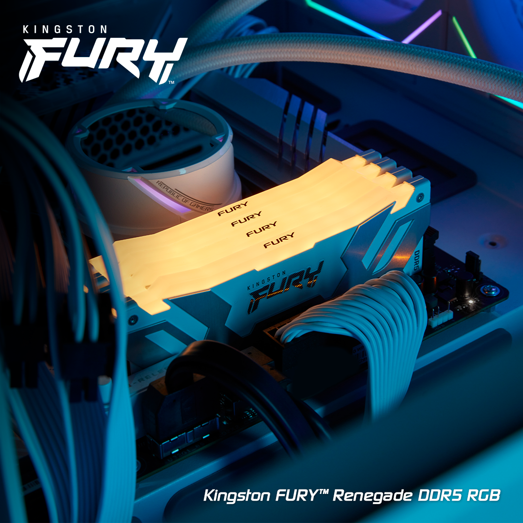 Памет Kingston Fury Renegade White RGB 32GB(2x16GB) DDR5 6000MHz CL32 KF560C32RWAK2-32-3