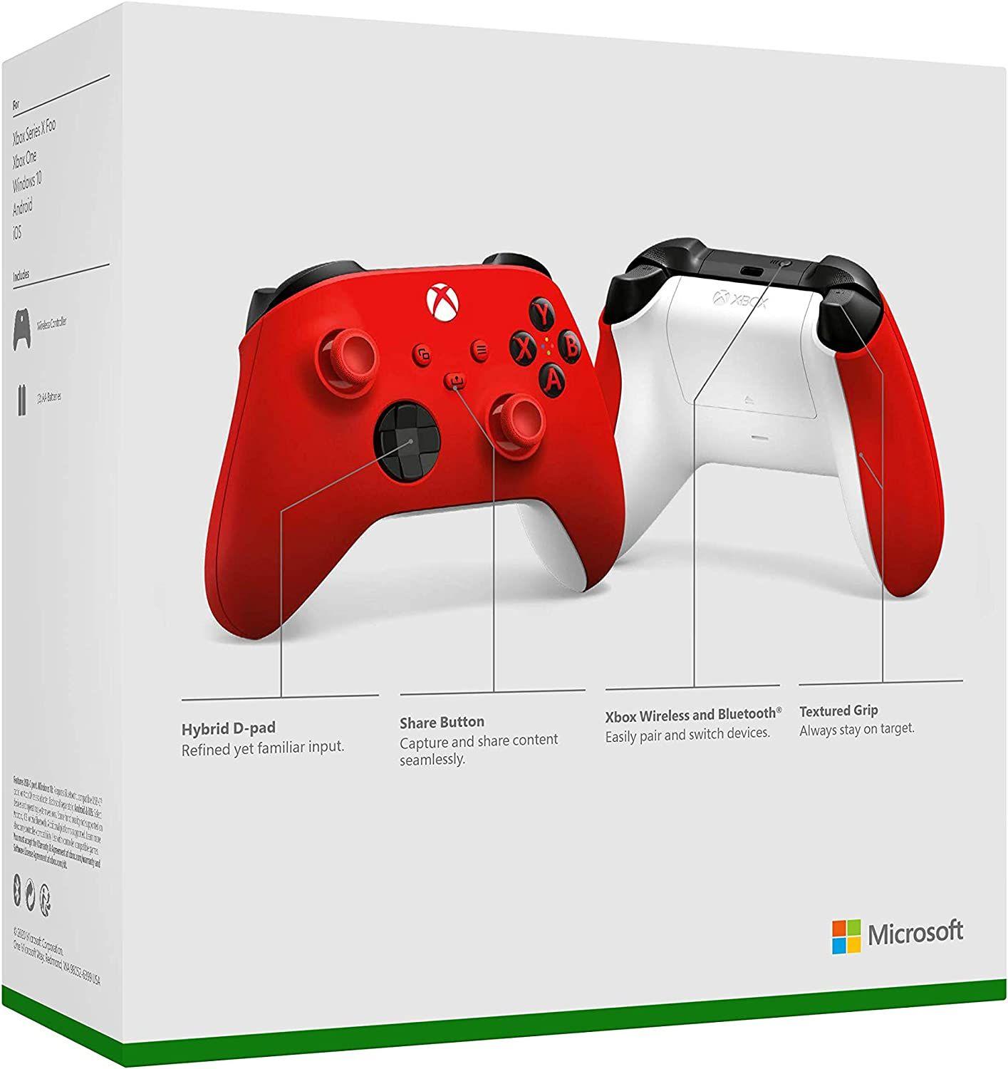 Геймърски контролер Microsoft, За Xbox, Безжичен, Червен-3