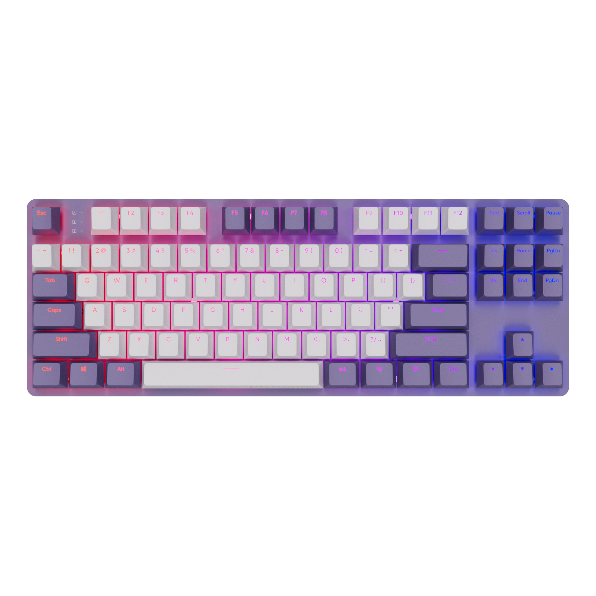 Геймърскa механична клавиатура Dark Project KD87A Violet - G3MS Sapphire Switches, RGB, PBT Keycaps