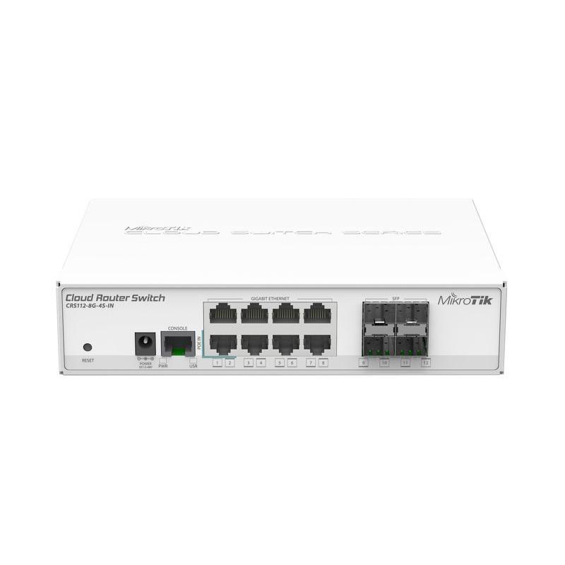 Суич MikroTik CRS112-8G-4S-IN, 8 x Gigabit Ethernet ports, 4 x SFP, 128MB RAM