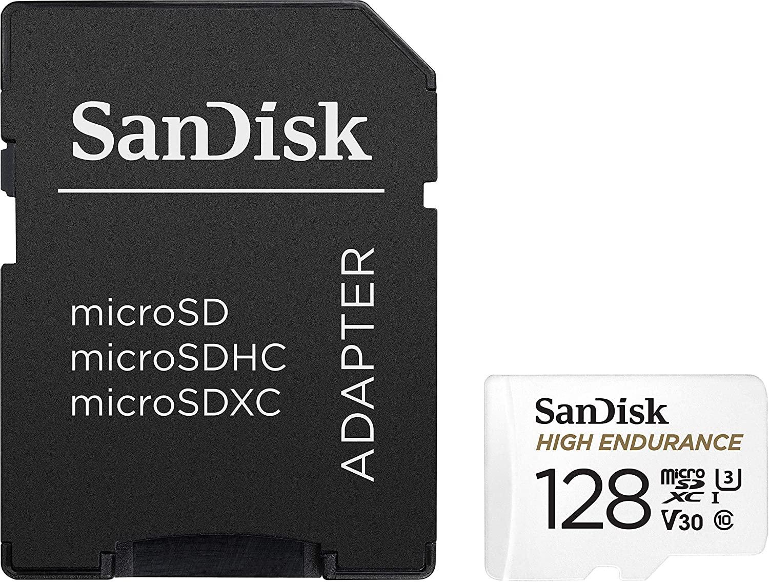 Карта памет SANDISK High Endurance, SD Адаптер, micro SDXC UHD, V30, 128GB, Class 10-3