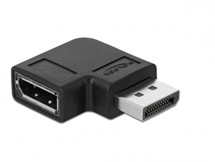 Адаптер Delock, DisplayPort мъжко - DisplayPort женско, 90&deg;, 8K 60 Hz, Черен-1