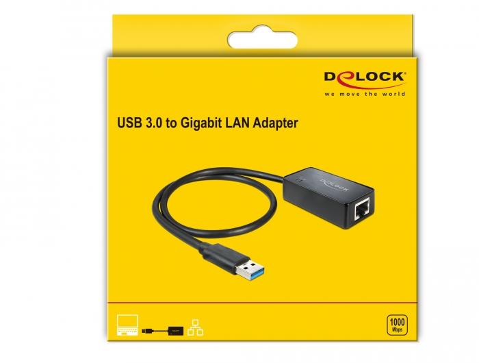 Адаптер DeLock 62121, USB 3.0  към Gigabit LAN 10/100/1000 Mbps-3